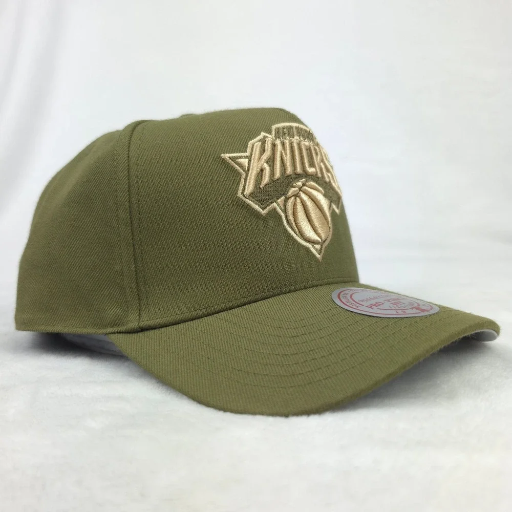 NY Knicks Mitchell & Ness NBA Pro Fit Snapback Hat Cap 3D Logo Olive NWT